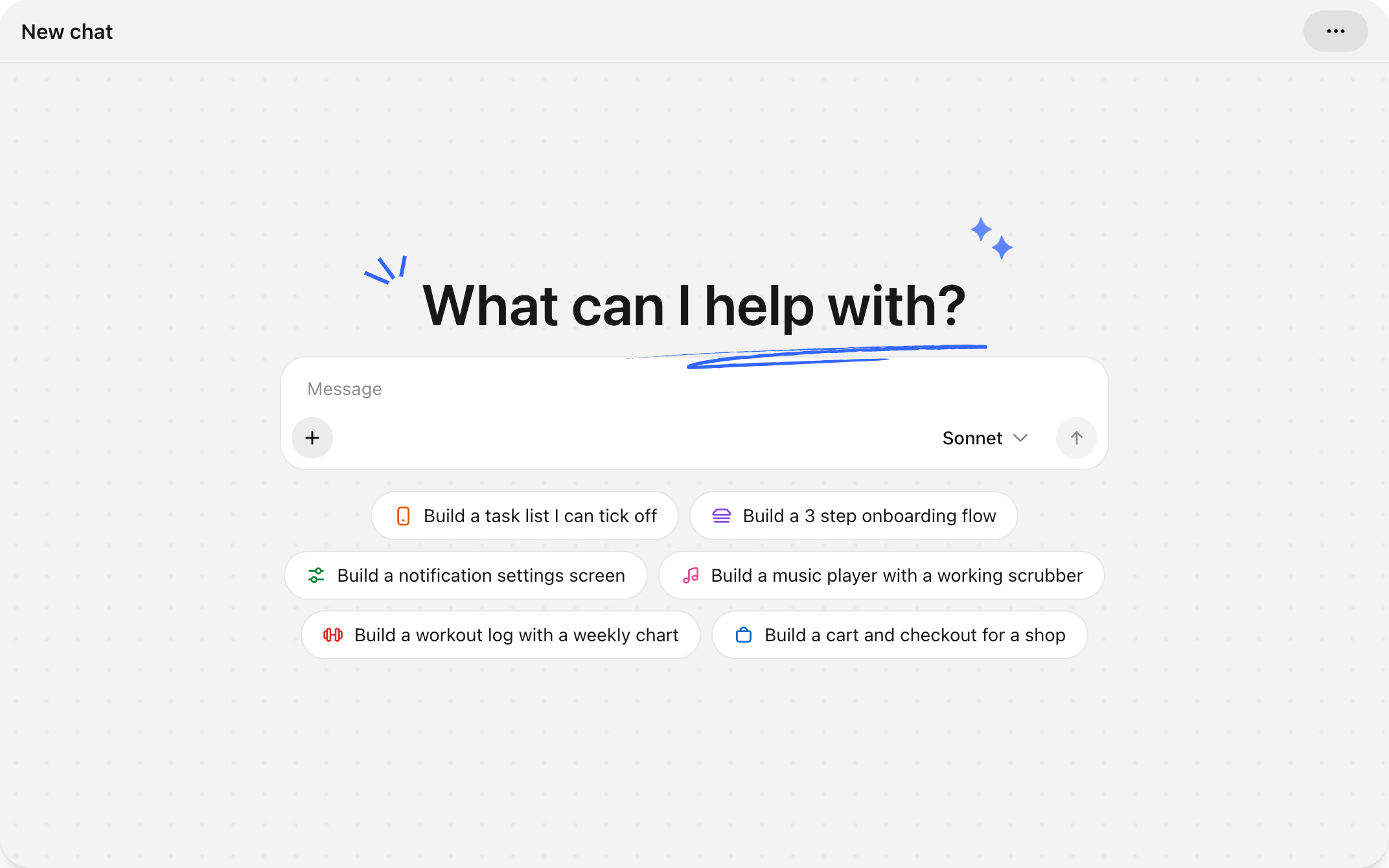 The chat screen: a request and its generated prototype held together in a single thread