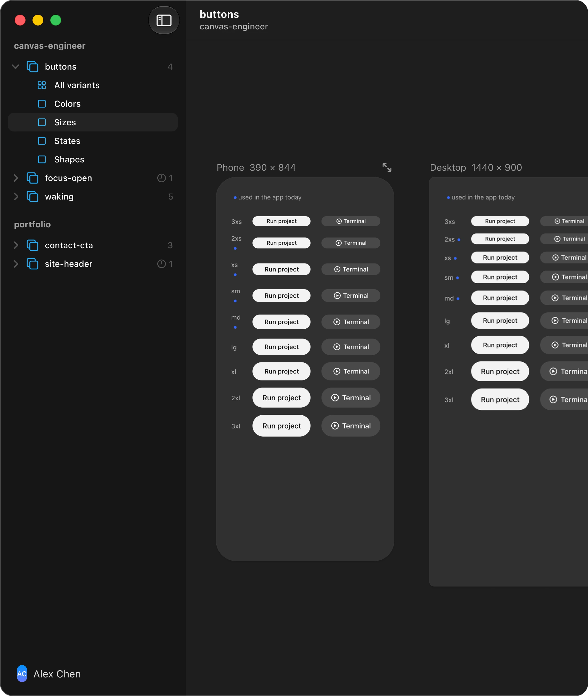 Direction C: variants nested as rows under their prototype