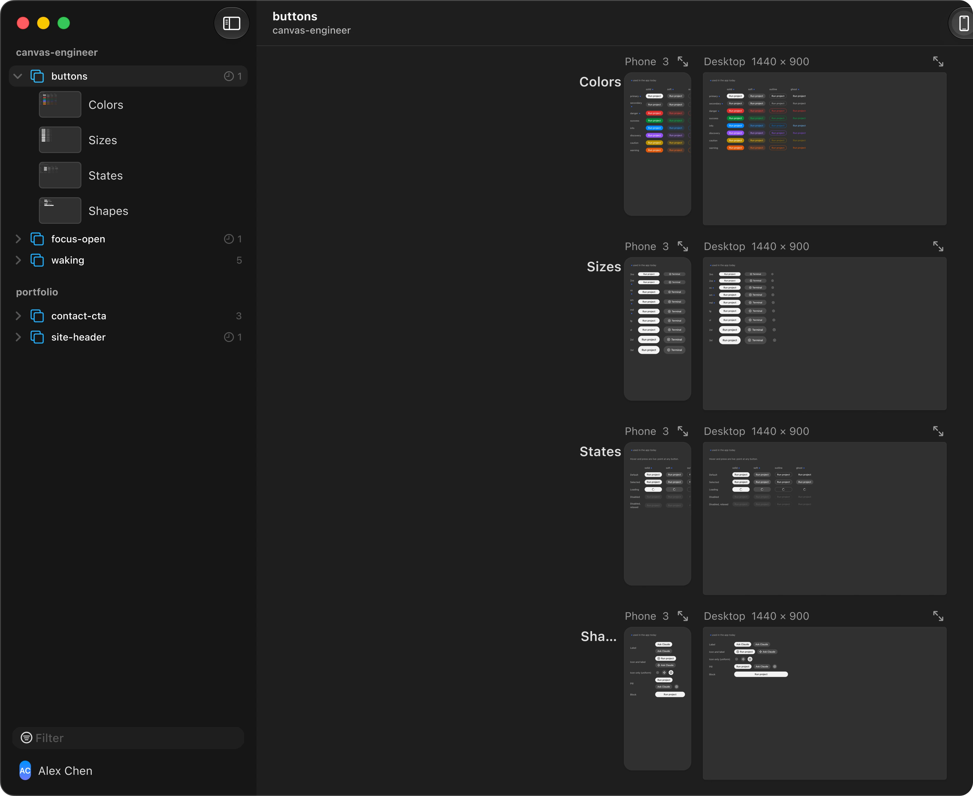Option E with a prototype selected: compact rows with thumbnails inside them